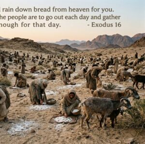 Israelites gathering manna